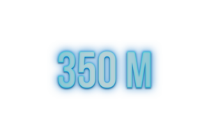 350 million subscribers celebration greeting Number with bannerneon design png