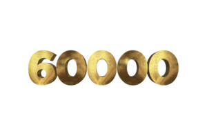 60000 subscribers celebration greeting Number with gold design png