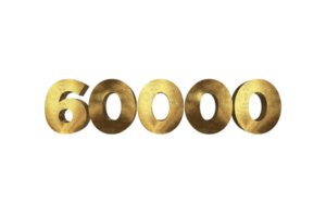 60000 suscriptores celebracion saludo número con oro diseño png