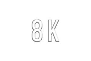 8 k subscribers celebration greeting Number with silver design png