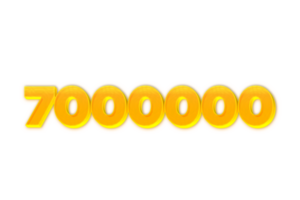 7000000 subscribers celebration greeting Number with yellow design png