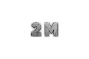 2 million subscribers celebration greeting Number with concrete design png