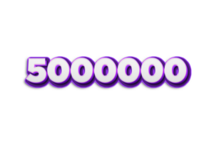 5000000 subscribers celebration greeting Number with purple 3d design png