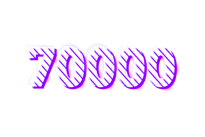 70000 subscribers celebration greeting Number with stripe design png