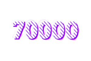 70000 suscriptores celebracion saludo número con raya diseño png