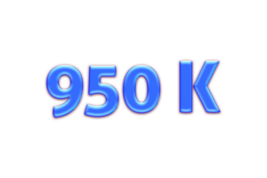 950 k suscriptores celebracion saludo número con azul brillo diseño png