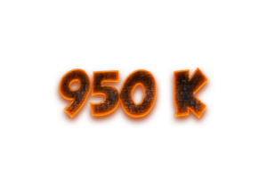 950 k subscribers celebration greeting Number with coal design png