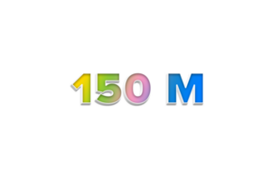 150 million subscribers celebration greeting Number with 3d extrude design png