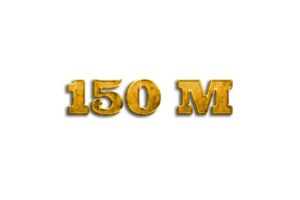 150 million subscribers celebration greeting Number with golden design png