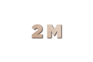 2 million subscribers celebration greeting Number with card board design png