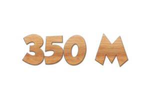 350 million subscribers celebration greeting Number with oak wood design png