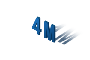 4 million subscribers celebration greeting Number with isomatric design png