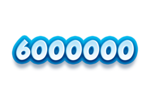 6000000 subscribers celebration greeting Number with modren blue design png