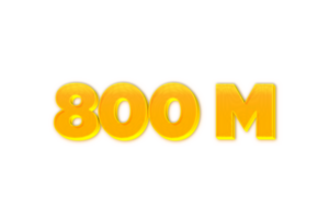 800 million subscribers celebration greeting Number with yellow design png