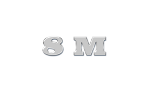 8 million subscribers celebration greeting Number with glass design png