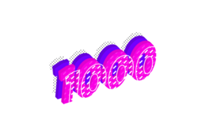 1000 subscribers celebration greeting Number with multi layer design png