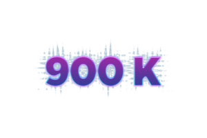 900 k suscriptores celebracion saludo número con púrpura brillante diseño png