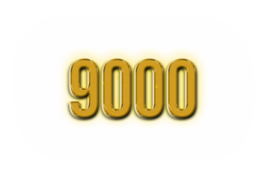 9000 suscriptores celebracion saludo número con dorado diseño png