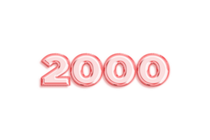 2000 subscribers celebration greeting Number with rose gold design png