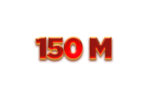150 million subscribers celebration greeting Number with fruity wood design png