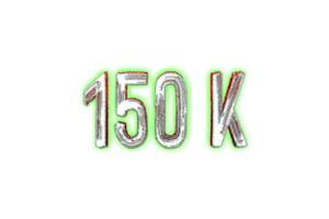 150 k subscribers celebration greeting Number with horror design png