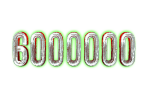 6000000 subscribers celebration greeting Number with horror design png