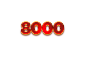 8000 subscribers celebration greeting Number with fruity design png