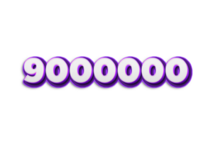 9000000 subscribers celebration greeting Number with purple 3d design png