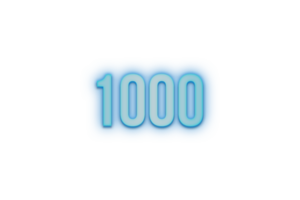 1000 subscribers celebration greeting Number with bannerneon design png