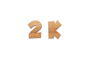 2 k subscribers celebration greeting Number with oak wood design png