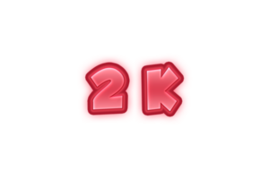 2 k subscribers celebration greeting Number with red embossed design png