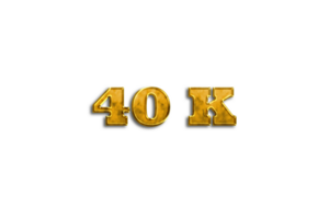 40 k subscribers celebration greeting Number with golden design png