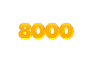 8000 subscribers celebration greeting Number with yellow design png