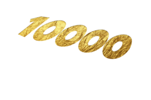 10000 subscribers celebration greeting Number with golden paper design png