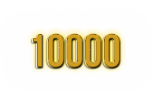 10000 suscriptores celebracion saludo número con dorado diseño png