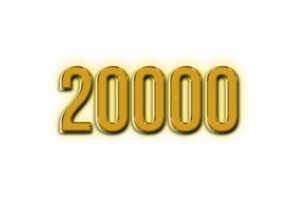 20000 subscribers celebration greeting Number with golden design png