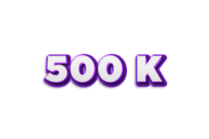 500 k subscribers celebration greeting Number with purple 3d  design png