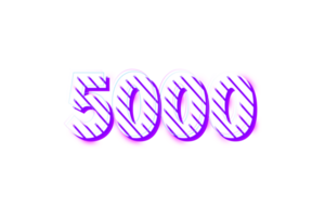 5000 subscribers celebration greeting Number with stripe design png