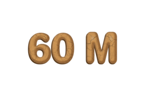 60 miljon prenumeranter firande hälsning siffra med lera design png
