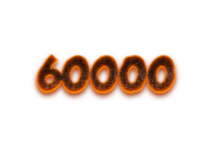 60000 suscriptores celebracion saludo número con carbón diseño png