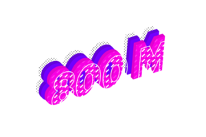 800 million subscribers celebration greeting Number with multi layer design png