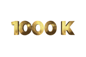 1000 k suscriptores celebracion saludo número con oro diseño png