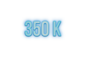 350 k subscribers celebration greeting Number with bannerneon design png