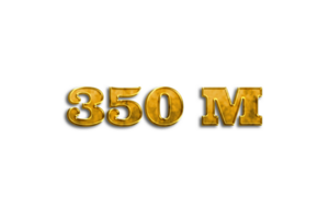 350 million subscribers celebration greeting Number with golden design png