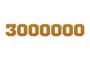 3000000 subscribers celebration greeting Number with embroidery design png
