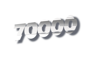 70000 subscribers celebration greeting Number with cutting design png