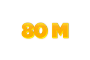 80 million subscribers celebration greeting Number with yellow design png