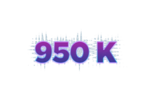 950 k suscriptores celebracion saludo número con púrpura brillante diseño png