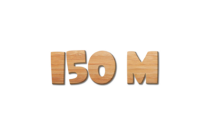 150 million subscribers celebration greeting Number with wood design png