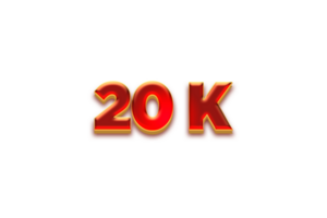 20 k subscribers celebration greeting Number with fruity design png